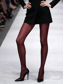 1 Pair Women's Burgundy Stockings, Fashionable And Charming Burgundy Pantyhose, Suitable For Daily Wear And Parties - Burgundy - View 7