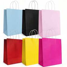 Kraft Paper Bag With Handle - For Gifts And Stores, 10 Units, Various Colors, Sizes 14x21, 18x24, 24x33 - 紅色 - 查看 3