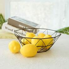 Elegant Black Geometric Metal Wire Fruit Basket - Nordic Style, Iron Design With Breathable Mesh For Fresh Keeping, Suitable For Kitchen And Living Room Decor, Space-Saving Stackable Bowl-Shaped Fruit Basket - Multicolor - View 3