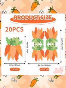 20张双层复活节兔子蛋胡萝卜造型一次性餐巾纸，横幅复活节派对兔耳朵纸巾，适用于生日、春季花园茶会等场合 - 彩色 - 查看 5