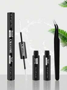 Eyelash Glue Tool Kit, Waterproof Eyelash Glue, Includes Eyelash Glue, Setting Liquid, Remover Liquid, Eyelash Tweezers, Sweat-Proof, Soft, Quick-Drying, Non-Irritating, Essential Eye Makeup Tools - Multicolor - View 2