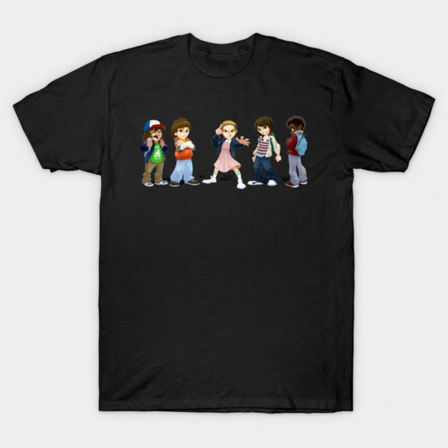ELEVEN & DUSTIN & LUCAS & WILL & MIKE T- Shirt, ELEVEN 11 Tee,100% Cotton Short Sleeve Casual Tee Unisex Casual Fun-Shirt Gift For  Fans  Character Select Sreen T-Shirt - Black - View 1