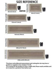 1pc Soft Rubber Linen Kitchen Mat, 3.5mm Thick Kitchen Rug, Main Body Blends Wood Grain Texture And Classic Chinese Water Wave Border, Prominent "KITCHEN" Text In Center - Multicolor - View 4