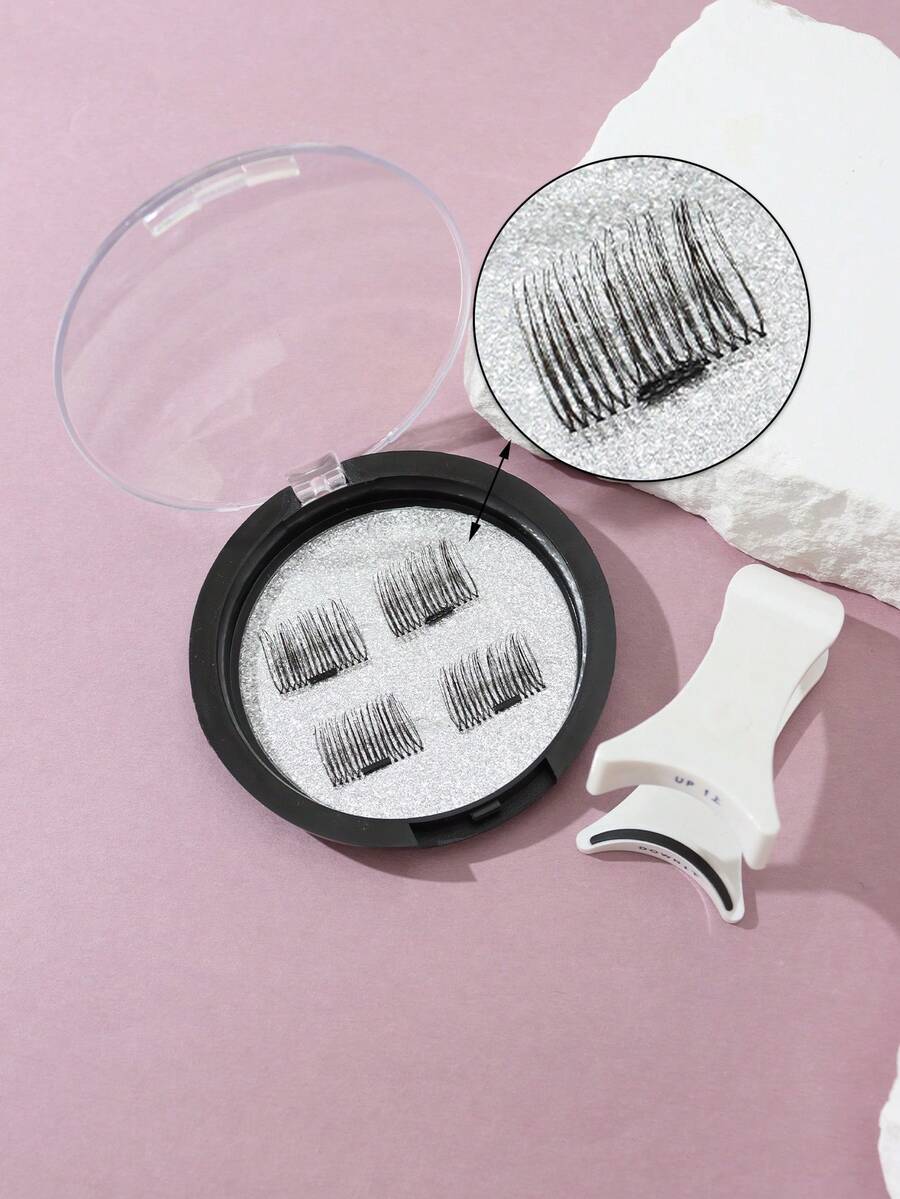 磁性假睫毛，浓密型，无需胶水即可轻松佩戴 - 黑色 - 查看 1