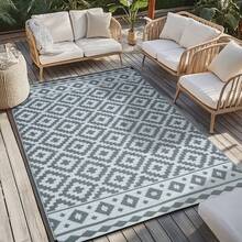 Outdoor Rug, Garden Rugs Outdoor Waterproof, Picnic Mat For Family Party, Gray Large Outdoor Rug, Camping Tent Carpet, Outdoor Mats For Front Door, Large Patio Rug, Outdoor Play Mat, Modern Large Area Rugs For RV, Backyard, Balcony, Outside Rug. - Diamond Gray - View 3