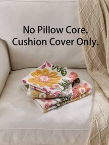 1pc Modern Floral Embroidered Throw Pillow Cover, Suitable For Indoor Decor, All Season Cushion Cover, Pillow Insert Not Included - Multicolor - View 2