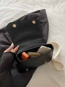 2026春秋新款时尚女式手提包，休闲通勤托特包，多功能单肩斜挎马鞍包 - 黑色 - 查看 4