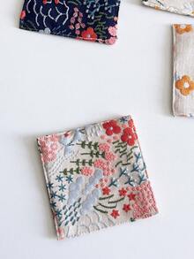 Embroidered Linen Cup Coasters, Household Dining Mats, Square Fabric Tea Table Coasters, Placemats, Heat Insulation Pads, Coffee Cup Mats, Tabletop Mats - Multicolor - View 10