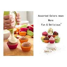 Heart Silicone Baking Cups, Heart Molds Love Cupcake Liners Large Resusable Muffin Cups, 30 Packs - Multicolor - View 6