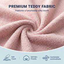 Allewie Modern Full/Queen/King Size Plush Teddy Fabric Bed Frame, Curved Upholstered Headboard, Easy Setup, Reinforced Durable Metal Frame, Under Bed Storage, No Box Spring Required, Pink - 粉色 - 查看 3