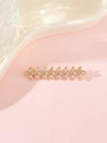 1pc Women's Sparkling Crystal Pearl Leaf & Flower Snake-Shaped Square Brooch - Multicolor - View 18