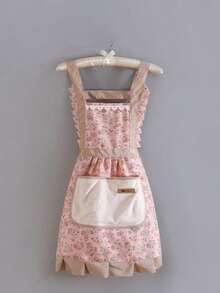 1/3 Pcs Elegant Princess Style Ditsy Floral Apron With Lace, Waterproof And Breathable Pinafore Dress, Sweet Ditsy Floral Bib Apron, Gift Apron (Slight Color And Print Variation Due To Batch Difference, But Will Not Affect Usage, Not Recommended To Purchase) - Multicolor - View 14