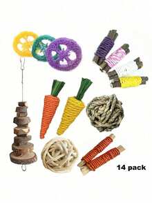 Rabbit Toys/Rabbits/Guinea Pig Toys, Rabbit Chew Toys, Natural Apple Wood Rabbit Toys, Handmade Chew Toys Suitable For Guinea Pigs, Hamsters, Small Rodents, Halloween Gift, Christmas Gift, 14pcs/7pcs/3pcs Set - Multicolor - View 19
