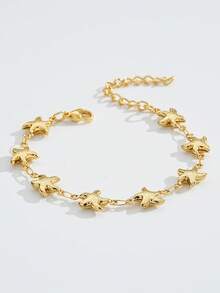 1 chiếc dây chuyền chống nước 17+5cm màu vàng, kiểu dáng mảnh mai, thích hợp cho mùa hè, hình chữ thập, vòng tay sinh vật biển, vòng tay hình trái tim, trang sức tối giản, quà tặng. - Vòng đeo tay - Xem 5