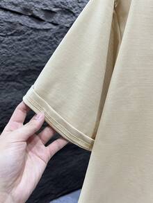 GRDR Camiseta de manga corta con cuello redondo y estampado de palmeras de moda para hombre, informal - Albaricoque - Ver 6