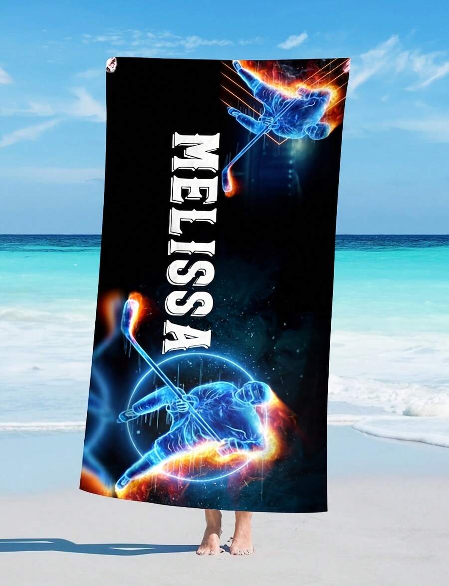 Custom Hockey Beach Towel, Hockey Team Gif, Spor Team Towel, Personalized Beach Towel, Monogram Beach Towels,  Beach Towel Spor Towenique Basketball Team Designs, Fun Patterns, Suitable For Wo, Pool , And Showers. 3g Beach Towel, Uni. High-Quality Absorbent Fabric, Suitable For All Seasons, Soft To The Touch, Durable. Quick-Drying, An Essential Item For Summer Beaches, Pools, And Sand Baths. H56, A Vacation Must-Have. - Image Color - View 1