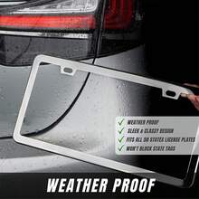 2pcs Silver Plated Rust And Weatherproof Universal Stainless Steel License Plate Holder - A - View 5