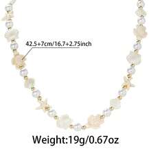 1pc Bohemian Beach Style Starfish & Shell Faux Pearl Beaded Necklace, Suitable For Daily Wear, Commute And Vacation In Summer - Multicolor - View 4