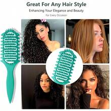 Curly Hair Brush Curl Defining Brush - Wide-Teeth Design For Voluminous Waves Reduces Pulling Effortless Combing Shaping And Styling Wet/Dry Hair Use Women And Men Red And Green - 紅綠 - 查看 7