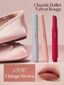 JOOCYEE Velvet Rouge Lip Tint Pen, Matte Velvety Ballerina Nude Lip Cream - #1990 Vintage Brown - 查看 2