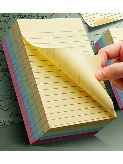 100pcs/Set Colorful Lined Sticky Notes, Portable & Practical, Suitable For Students And Office Workers, Ideal For Back To School Season, School Supplies, Sticky Notes, Aesthetic Study Supplies, Stationery