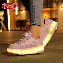 YAOSF Brand Luminous Walking Shoes, Advanced LED Roller Skating Shoes, Upgraded Version For Children And Teenagers, Luminous Sports Shoelaces, Retractable Wheels, Skateboarding Shoes, Fashionable Lighting, Walking Shoes - Purple - View 8