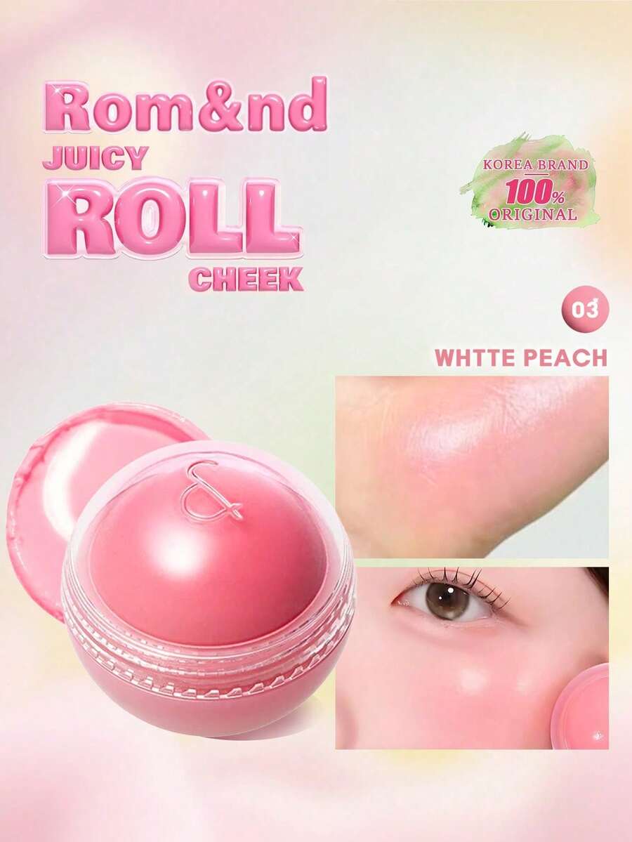 Rom&nd JUICY ROLL CHEEK 03 White, Peach, Nude, Vibrant, Creamy Texture, Melting, Soft Matte, Lightweight, Non-Sticky, Non-Drying, Comfortable Long-Lasting, Brightening, Lip & Cheek Dual-Use, Multi-Purpose, Mini Size, Korean Makeup, Korean Cosmetics, Gift, 8.4g/0.30oz. - 03 WHTTE PEACH - 查看 1