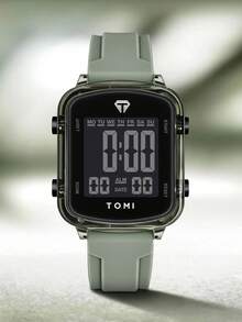 Đồng hồ TOMI 1 chiếc, kiểu dáng tối giản, công nghệ cao, mặt vuông, đa chức năng, lịch, phong cách thể thao, phù hợp cho sinh hoạt hàng ngày, quà tặng ngày lễ Halloween, Giáng sinh. - màu xanh lá - Xem 2