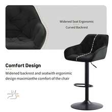 AINPECCA Bar Stools Set Of 2/4 Modern Height Adjustable Swivel Breakfast Bar Stools With Velvet Cushion Arms Backs Barstools For Home Counter Kitchen - Black - View 7