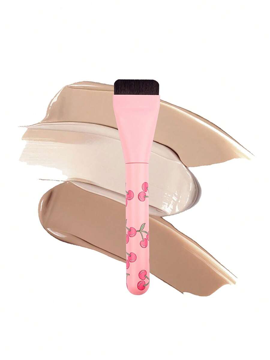 1支樱桃印花软柄无痕遮瑕刷，超薄粉底刷，新手适用面膜刷 - 彩色 - 查看 1
