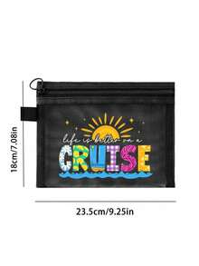 Bolsa de malla con diseños de estilo de vida de crucero, con patrones de letras, que presenta diseños de árbol de coco, concha marina, ballena y estrella de mar. Bolsa de almacenamiento portátil con cojín rojo, bolsa de cosméticos, bolsa de cuidado de la piel, artículo de viaje, suministros para dormitorio, regalo de boda, regalo del Día de la Madre, regalo de cumpleaños. - Multicolor - Ver 10