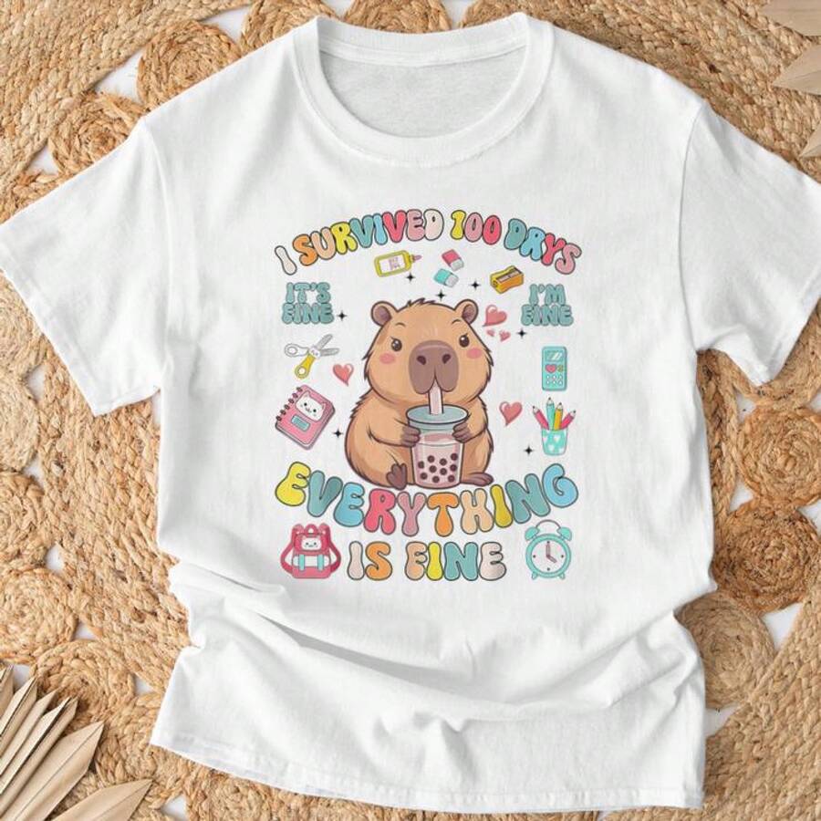 Sobreviví 100 Días De La Escuela, Todo Está Bien, Camiseta - Blanco - Ver 1