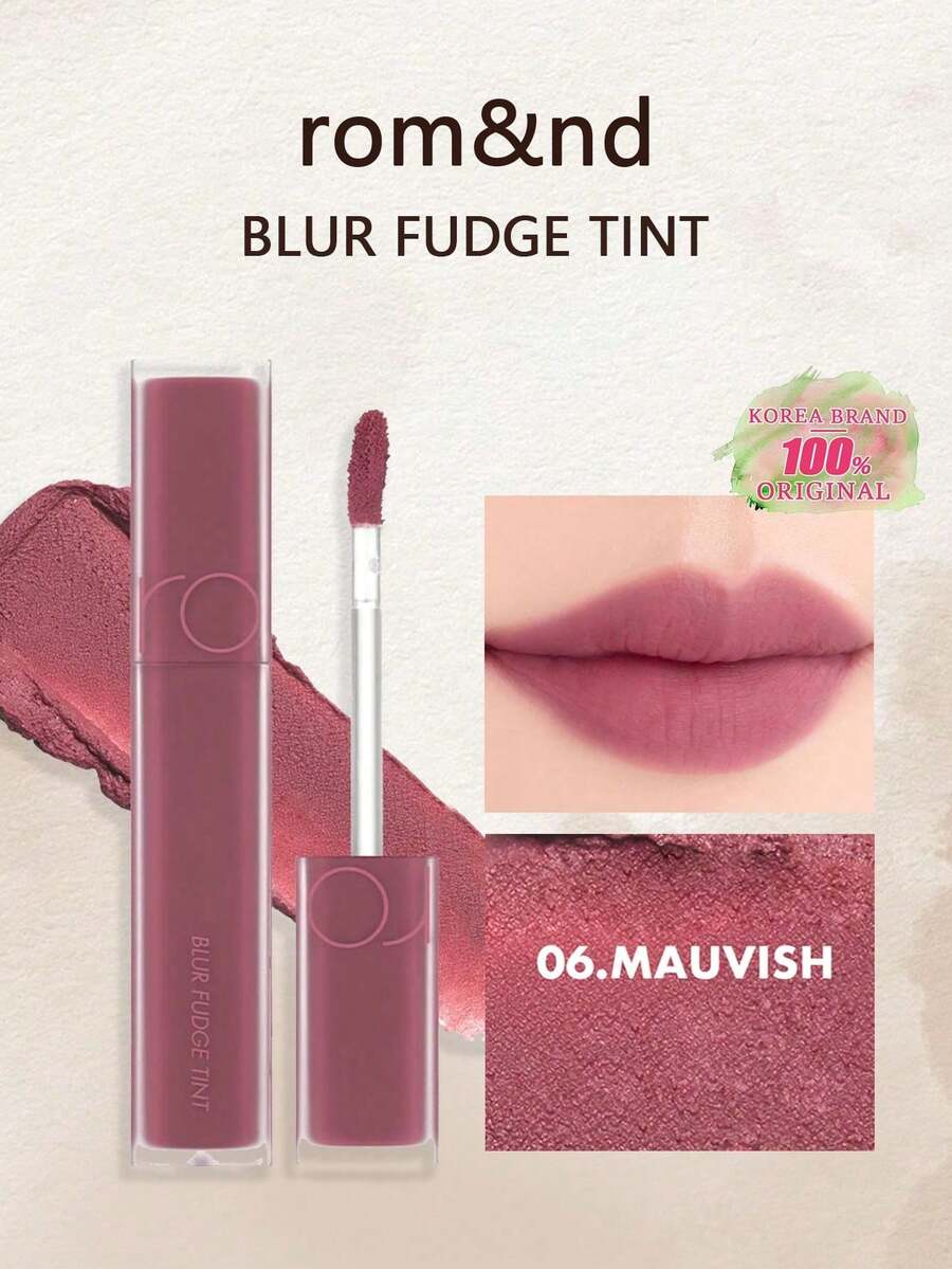Rom&nd BLUR FUDGE TINT 06 Mauvish 0.17oz, Romand Liquid Lipstick, Lip Tint, Matte Lip Gloss, Creamy Texture, Easy To Apply, Long-Lasting Color, Non-Drying, Velvet Matte, Effortless Gradient, Korean Makeup, Gift Set, 5.0g/0.18oz - 06 Mauvish - 查看 1