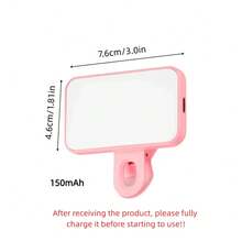 No 015062149-0001 1 pieza Luz de anillo selfie de temperatura de color bi-color cálida y fría, luz de relleno selfie portátil, luz selfie con clip, lámpara selfie para teléfono, adecuada para teléfonos y computadoras, maquillaje, reuniones de Zoom, transmisión en vivo, vlogging, perfecta para selfies y videollamadas, regalo del Día de la Mujer de 150mAh - A - Ver 9