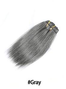 Human Hair Clip-In Extensions, Smooth Straight Double-Layer Hair Pieces, Natural Clip-In Full Head Extensions, #4P613 #Gray - Multicolor - View 3