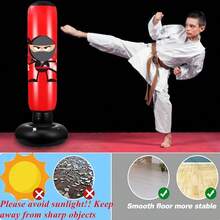 Karate Punching Bag, Taekwondo Punching Bag, Inflatable Boxing Bag, Stable Punching Bag, Boxing Equipment Bag,Inflatable Punching Bag, Punching Bag Practice - 紅色 - 查看 4