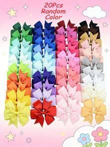 20Pcs Hair Bows Random Color Hair Barrettes Cute Hair Clips Adorable Hairpins Elegant Bowknot Hair Clips Colorful Hair Decor Hair Acc For Girls Teens Party Wear Daily Use Outfits Birthday Holiday Valentine's Day Gifts - Multicolor - View 1