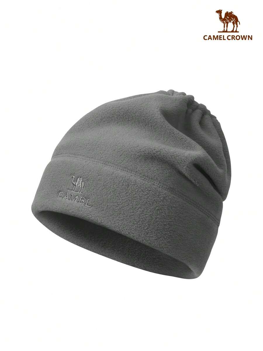 CAMEL CROWN 抓绒帽围巾鸭舌帽两用秋冬新款加厚保暖防风帽大头围鸭舌帽 - 淺灰色 - 查看 1