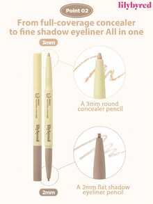 lilybyred Korean Style Eyeliner Pencil, Double-Ended Eyeliner & Highlighter Pencil, 2mm Flat Tip + 3mm Round Tip, Eyeliner Gel Pencil, Tin Tip Design, Easy To Use, Smooth & Vivid Color, Waterproof & Sweat-Proof, Korean Makeup - 01 Smile Smile - 查看 6
