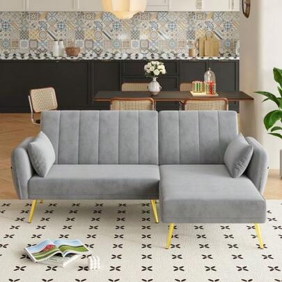 Modern Fold-Out Sofa, L-Shaped Sofa, Sleeper Sofa With Additional Corner Section, Corner Sofa With Sleeping Function, Suitable For Living Room, Bedroom, Home Theater, Guest Room. With Video.