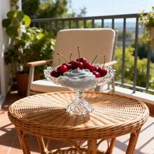 Transparent Crystal Glass Fruit Bowl / Rhombus Cut Design / High-Quality Home Fruit Plate - White - View 4