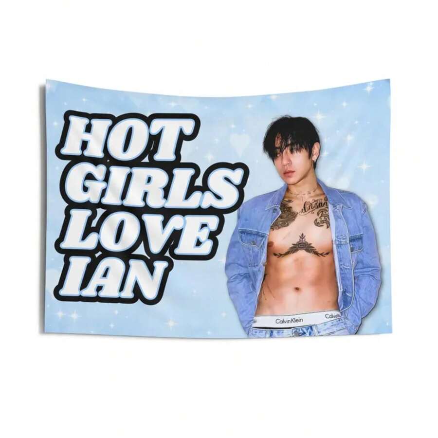 DPR Ian Abs Denim Blue Hot Girls Flag Banner: Christian Yu Kpop Concert Tour Merch & Gift 2026 - 1PC - Xem 1