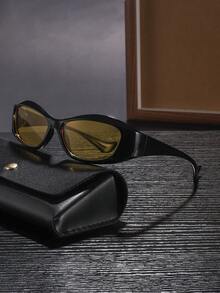 1 buc. Ochelari de soare ovali subțiri pentru bărbați, cu ramă solidă din policarbonat, stil streetwear, pentru naveta zilnică, activități în aer liber și utilizare în tot sezonul - Multicolor - Vizualizare 6