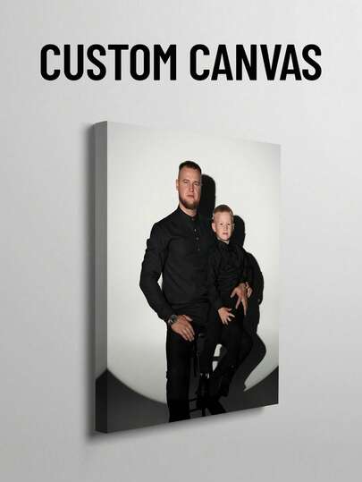 1pc Customized Canvas Wall Art, Indoor Framed Canvas Print, Personalized Frameless Wall Decor, Print Your Photos Such As Father-Son, Family Portrait, Mother's Day Gift, Wedding Decoration, Graduation Memento, Wedding Decor, Housewarming Gift, Suitable For Mother's Day, Father's Day, Graduation, Wedding, Valentine's Day, Party, Birthday, Housewarming, Anniversary, Room Decoration, Home Decor, Ideal Gift For Him/Her, Boyfriend, Girlfriend, Family, Couple, Friends And Pets, Family Gift