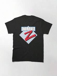 Fashion Club Z Men Tops For Women's Retro Logo T-Shirt - Black With Red And Blue Stripes And A Striking Z Print On The Chest. Comfortable, Fitted Crew Neck Casual T-Shirt, Suitable | Australia Hot - Black - View 1