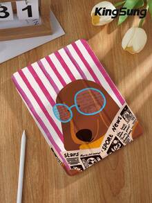 Kingsung 红色条纹金狗图案平板电脑保护套，适用于 9.7/10.2/10.5/10.9/12.9 英寸 Pro 11 英寸、第十代 Galaxy Tab S6 Lite 10.4 英寸、Kindle Paperwhite 第十二代（2024 年款）、Kindle 第十一代（2022 年款），柔软防震，智能支架/自动唤醒/睡眠功能 - 彩色 - 查看 3