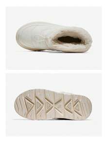 CAMEL CROWN Giày bốt đi tuyết cổ cao dành cho nữ, lót giữ nhiệt, đế dày, chống trượt, làm từ chất liệu cotton. - Màu be nhạt ngà - Xem 5