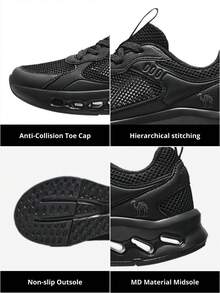 CAMEL CROWN Zapatillas de running transpirables y ligeras con amortiguación para hombres, adecuadas para uso casual al aire libre - Negro/gris frío - Ver 6