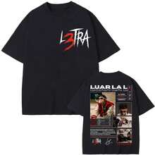 Rap Singer Luar La L Poster Pattern T-Shirt Music Album L3TRA Printed T-Shirt 2025 Summer Men's Women's Cotton Hip-Hop T-Shirt - White - View 1