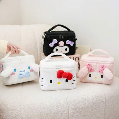 1pc Cloud-Shaped Plush 3D Cosmetic Bag, Cute Cartoon Large Capacity High-Quality Fluffy Makeup Storage Pouch